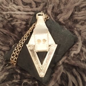 Versace leather/metal fob necklace